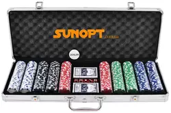 Покерный набор в алюминиевом кейсе на 500 фишек (62x21x8 см) №500