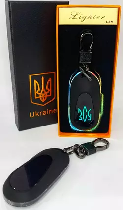 Електрична запальничка - брелок Україна ЗСУ (з USB-зарядкою та підсвічуванням⚡️) HL-475 Black mate
