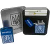 Дугова електроімпульсна USB запальничка ⚡️Герб України (металева коробка) HL-444 Blue