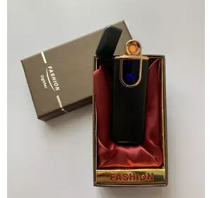USB ⚡️ Запальничка з підсвічуванням FASHION у подарунковій упаковці (Спіраль розжарювання) USB-101 black