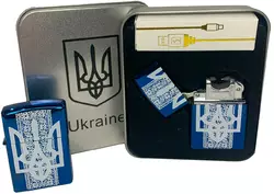 Дугова електроімпульсна USB запальничка ⚡️Україна (металева коробка) HL-450-Blue