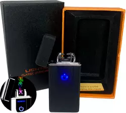 Електроімпульсна ⚡️ запальничка в подарунковій коробці Lighter HL-102 Black matte