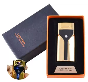 Запальничка в подарунковій коробці Lighter (Подвійна блискавка) HL-50 Gold