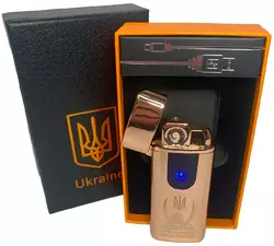 Електрична та газова запальничка "Доброго вечора Ми з України" (з USB-зарядкою⚡️) HL-436 Golden-ice