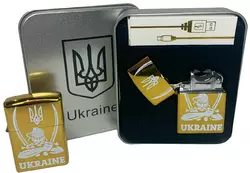 Дугова електроімпульсна USB запальничка ⚡️Україна (металева коробка) HL-449-Gold