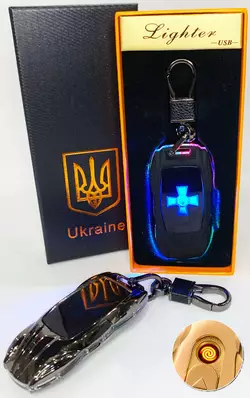 Електрична запальничка - брелок Україна (з USB-зарядкою та підсвічуванням⚡️) HL-469 Black
