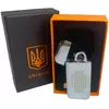 Дугова електроімпульсна USB запальничка ⚡️Герб України (індикатор заряду????, ліхтарик????) HL-443 Silver