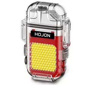Дугова електроімпульсна запальничка з ліхтариком водонепроникна⚡️???? HOJON HL-513-Red