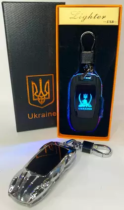 Електрична запальничка - брелок Україна (з USB-зарядкою та підсвічуванням⚡️) HL-470 Silver