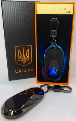Електрична запальничка - брелок Україна (з USB-зарядкою та підсвічуванням⚡️) HL-473 Black