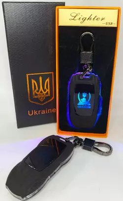 Електрична запальничка - брелок Україна (з USB-зарядкою та підсвічуванням⚡️) HL-470 Black mate