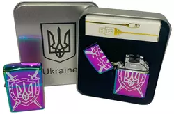 Дугова електроімпульсна USB запальничка ⚡️Україна (металева коробка) HL-446-Rainbow