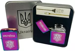 Дугова електроімпульсна USB запальничка ⚡️Україна ЗСУ (металева коробка) HL-445-Rainbow