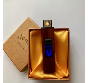 USB ⚡️ Запальничка з підсвічуванням Герб України ???????? у подарунковій упаковці (Спіраль розжарювання) UA-45 RED