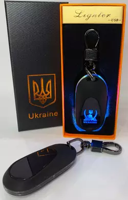 Електрична запальничка - брелок Україна (з USB-зарядкою та підсвічуванням⚡️) HL-473 Black mate