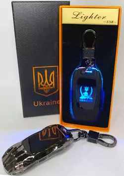 Електрична запальничка - брелок Україна (з USB-зарядкою та підсвічуванням⚡️) HL-470 Black