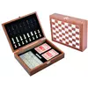 Ігровий набір шахи/доміно/карти (2 колоди)/кістки, дерев'яна коробка №2516D