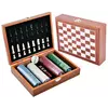 Ігровий набір шахи/покерні фішки/кістки, дерев'яна коробка №2518C