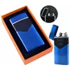 Електроімпульсна USB Запальничка подарункова дві блискавки, індикатор заряду HL-223 Blue Drawing