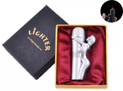 Запальничка в подарунковій коробці Дівчина на Мікрофоні (Турбо полум'я) XT-61 Silver