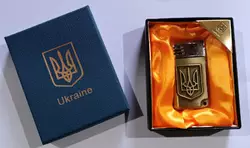 Запальничка подарункова Україна ???????? (Гостре полум'я) HL-4113-1-Gold