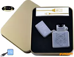 Електроімпульсна запальничка ⚡️ в металевій упаковці JIN LUN (USB) №4838-1