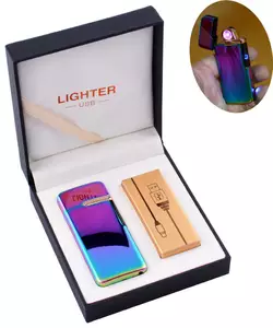 Електроімпульсна запальничка в подарунковій коробці LIGHTER (USB) HL-122 Хамелеон