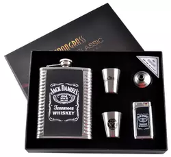 Подарунковий набір 5в1 фляга, 2 чарки, лійка, газова запальничка 'Jack Daniels' DJH-1542