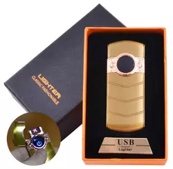 Електроімпульсна запальничка в подарунковій коробці LIGHTER (USB) HL-123 Gold