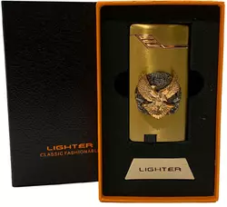 Газова запальничка "Орли ????" (Турбо полум'я ????, подарункова коробка ????) Jiebao Lighter HL-507 Golden