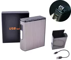 Портсигар + USB запальничка (Пачка сигарет, Електроімпульсна) HL-157 Black