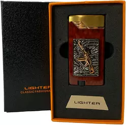 Газова запальничка "Зброя" (Турбо полум'я ????, подарункова коробка ????) Jiebao Lighter HL-508 Wooden