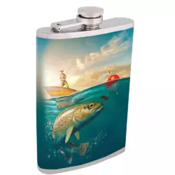 Фляга для алкоголю (256мл) 'Риба та рибалка' D315