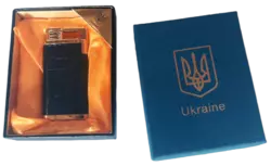 Запальничка в подарунковій коробці Україна ???????? (Гостре полум'я) HL-323-1 чорна