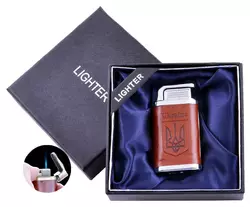 Запальничка в подарунковій коробці Україна (Гостре полум'я) UA-32-Silver