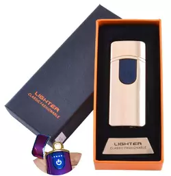 USB запальничка в подарунковій упаковці Lighter (Спіраль розжарювання) №HL-42 Gold