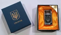 Запальничка подарункова Україна ???????? (Гостре полум'я) HL-4113-1-Silver