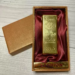 Запальничка в подарунковій коробці Злиток золота 'FASHION' (полум'я гостре турбо ????) D126 Gold