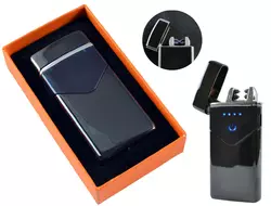 Електроімпульсна USB Запальничка подарункова дві блискавки, індикатор заряду HL-222 Black