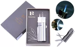 Запальничка подарункова Fang Fang (Гостре полум'я, ніж, ліхтарик) №4443 Silver
