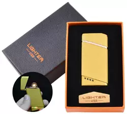 USB запальничка в подарунковій упаковці Lighter (Спіраль розжарювання) HL-18 Gold