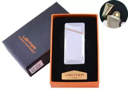 USB запальничка в подарунковій упаковці (Спіраль розжарювання) HL-25 Silver