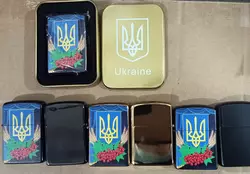 Запальничка бензинова в подарунковій коробці Герб України ???????? HL-326A
