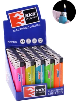 Зажигалка пластиковая KKK резина цветная прозрачная №156C