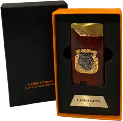 Газова запальничка "Тигри ????" (Турбо полум'я ????, подарункова коробка ????) Jiebao Lighter HL-506 Wooden