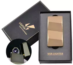 Електроімпульсна запальничка в подарунковій упаковці Lighter (Подвійна блискавка, USB) HL-5 Gold