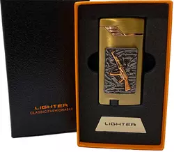Газова запальничка "Зброя" (Турбо полум'я ????, подарункова коробка ????) Jiebao Lighter HL-508 Golden