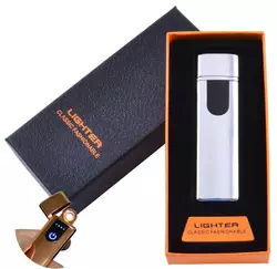 USB запальничка в подарунковій упаковці Lighter (Спіраль розжарювання) №HL-48 Silver
