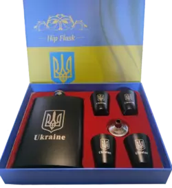 Подарунковий набір з флягою для чоловіків Ukraine ???????? 6х1 TZ-14