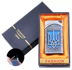 Запальничка в подарунковій коробці Україна (Гостре полум'я) UA-20 Silver